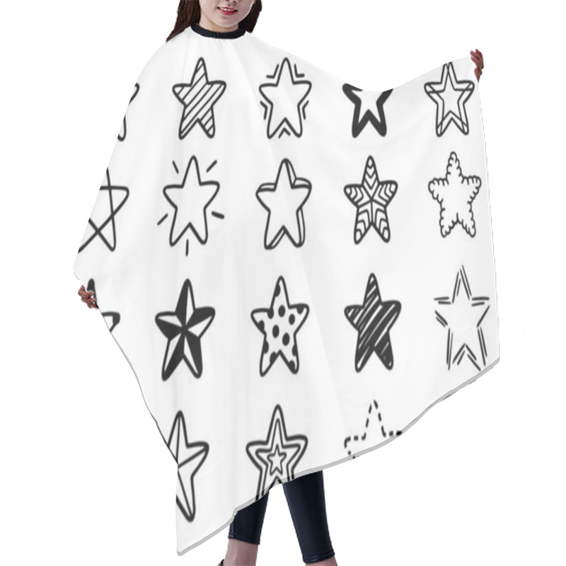 Personality  Vector Set Of Stars Shapes. Hand-drawn, Doodle Elements Isolated On White Background. Hair Cutting Cape