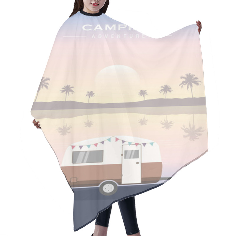 Personality  Tropical Camping Adventure Summer Holiday With Camper Hair Cutting Cape