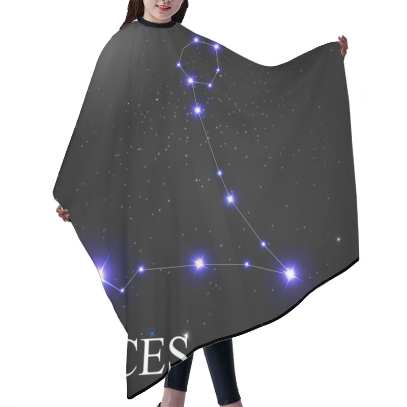 Personality  Pisces Zodiac Sign With Beautiful Bright Stars On The Background Hair Cutting Cape