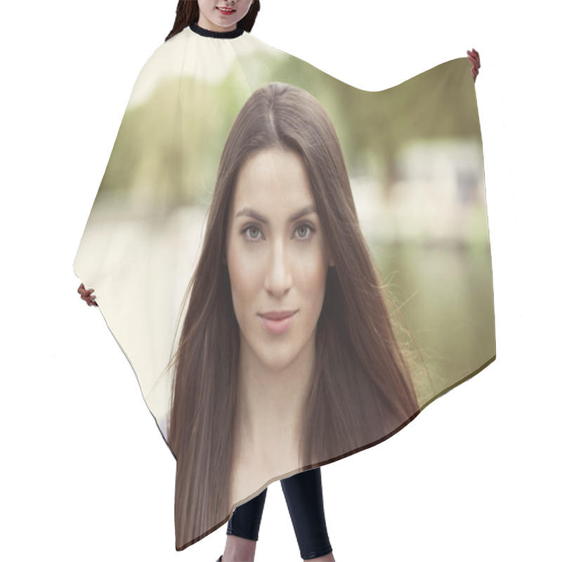 Personality  Beautiful Young Woman Hair Cutting Cape