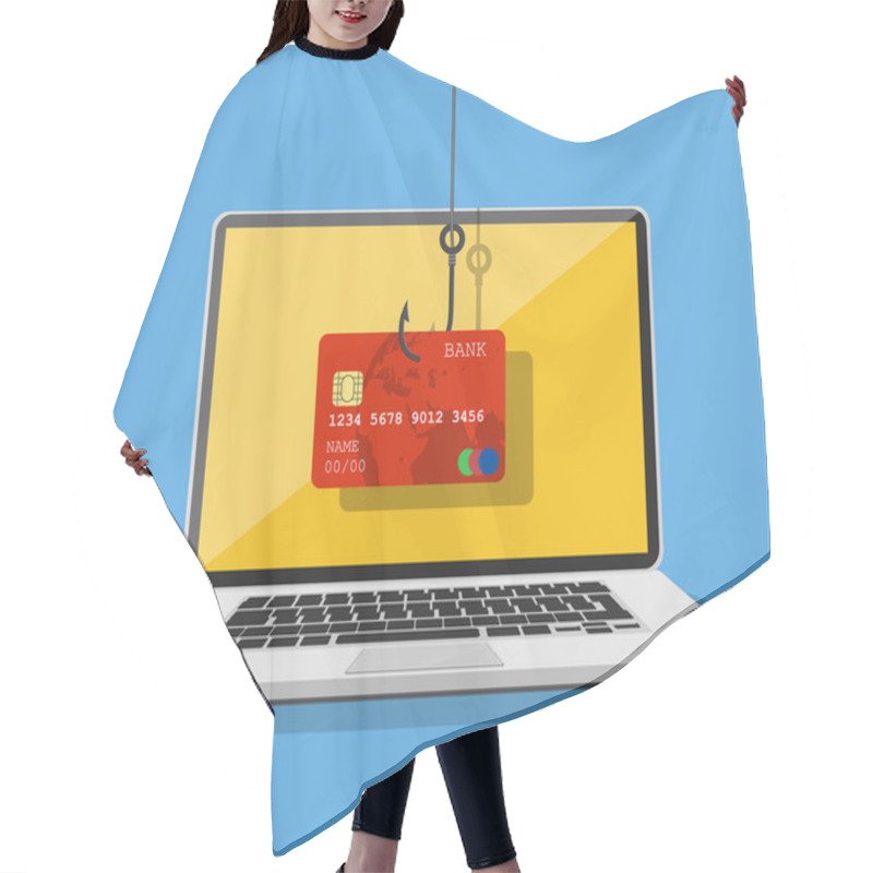 Personality  Internet Phishing And Hacking Attack Concept. Hair Cutting Cape