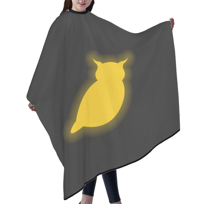 Personality  Big Owl Yellow Glowing Neon Icon Hair Cutting Cape