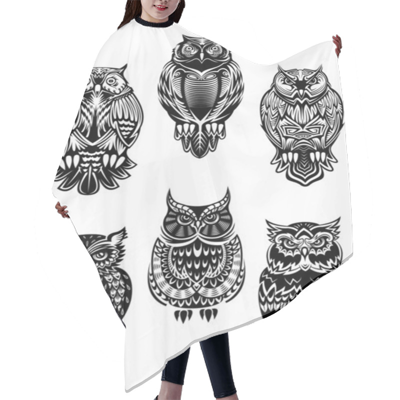 Personality  Tribal Owl Birds Set Hair Cutting Cape