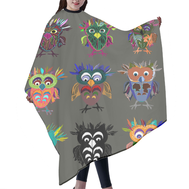 Personality  Set Of Cute Owls Hair Cutting Cape