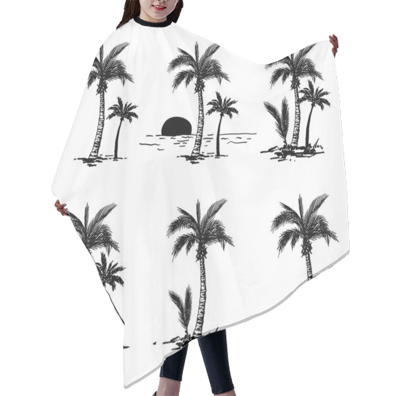 Personality  Hand Drawn Palm Trees Set Hair Cutting Cape