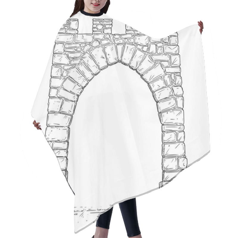 Personality  Cartoon Vector Of Open Stone Medieval Decision Gate Hair Cutting Cape