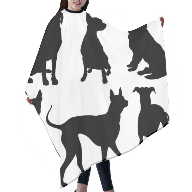 Personality  Vector Silhouettes Of Dogs In Various Poses Hair Cutting Cape