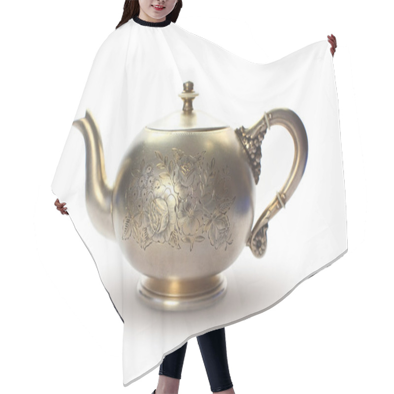 Personality  Silver Antique Teapot Hair Cutting Cape