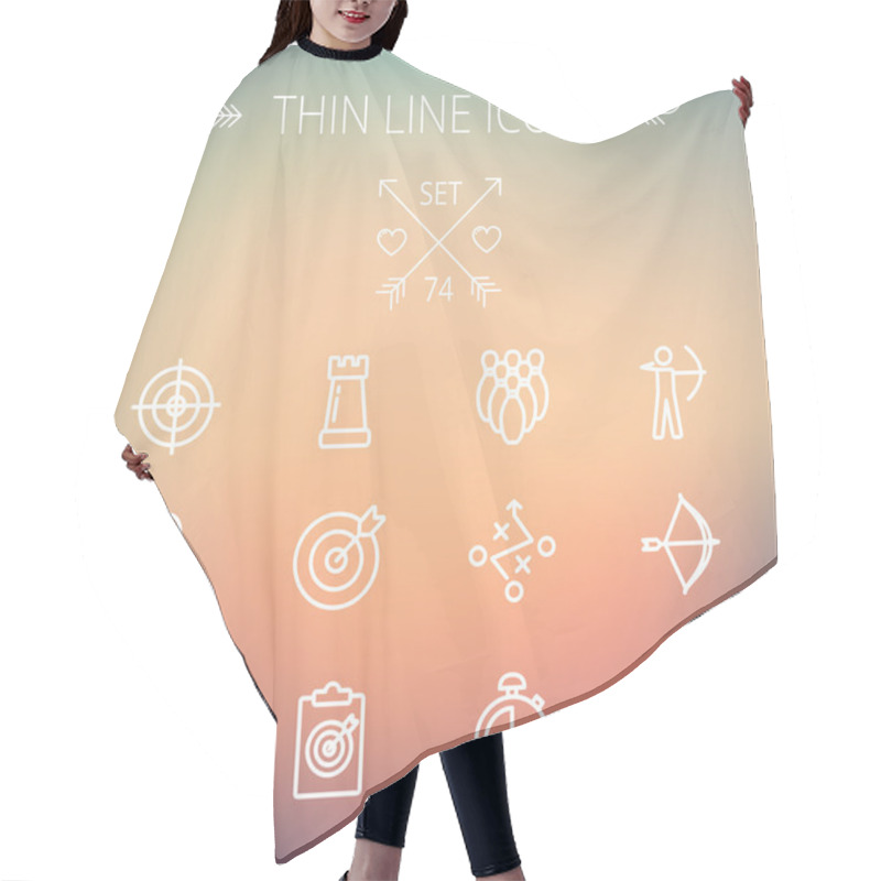 Personality  Sports Thin Line Icon Set Hair Cutting Cape