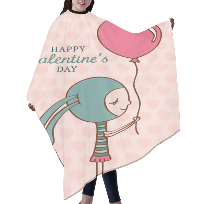 Personality  Valentine's Day Postcard With  Girl Hair Cutting Cape