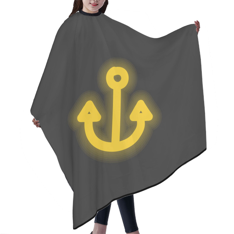 Personality  Anchor Hand Drawn Tool Yellow Glowing Neon Icon Hair Cutting Cape