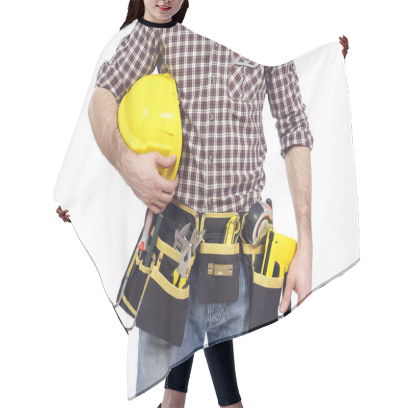 Personality  Carpenter With Tool Belt And Hardhat Hair Cutting Cape