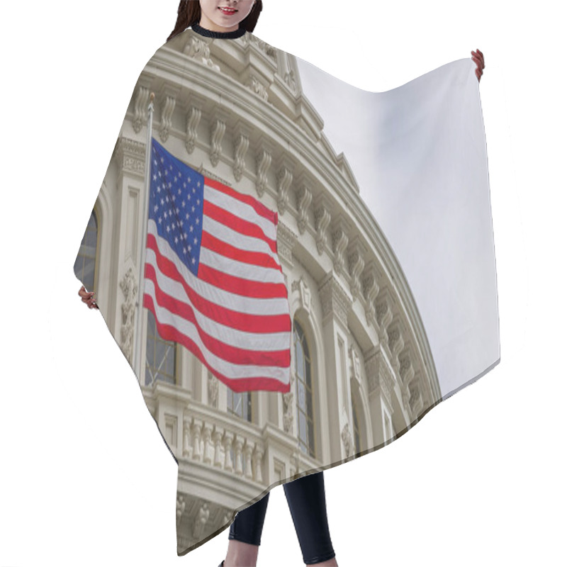 Personality  United States Capitol Building With Waving American Flag In Washington DC Hair Cutting Cape