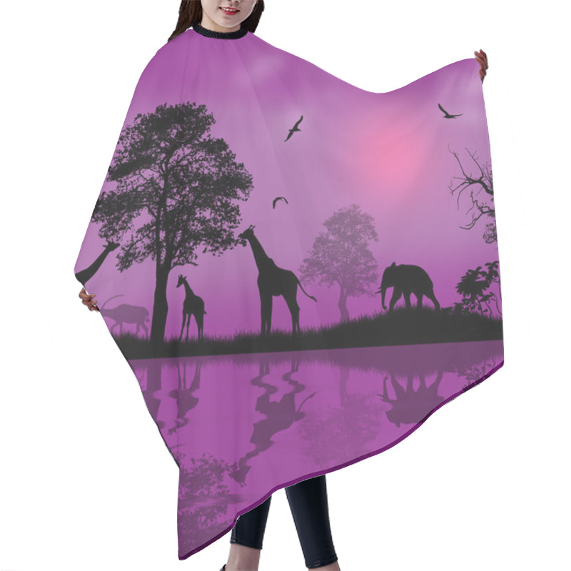 Personality  Wild African Animals Silhouettes  Hair Cutting Cape