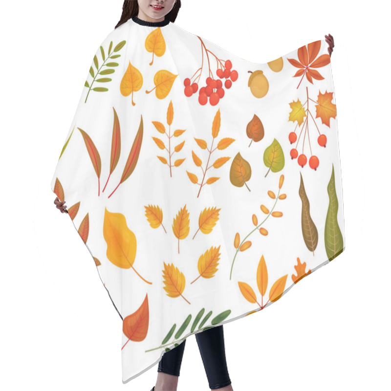 Personality  Big Set Of Cute Autumn Leaves, Berries Hair Cutting Cape