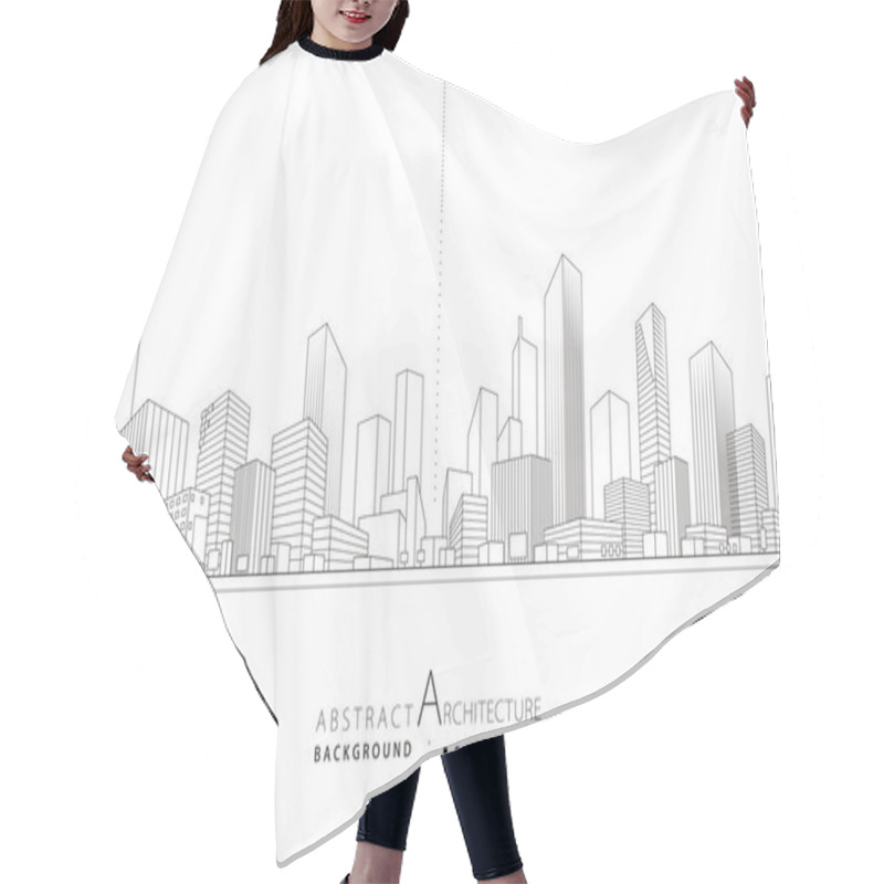 Personality  3D Illustration, Abstract Modern Urban Landscape Drawing Background, Imaginative Architecture Building Construction Perspective Design Hair Cutting Cape