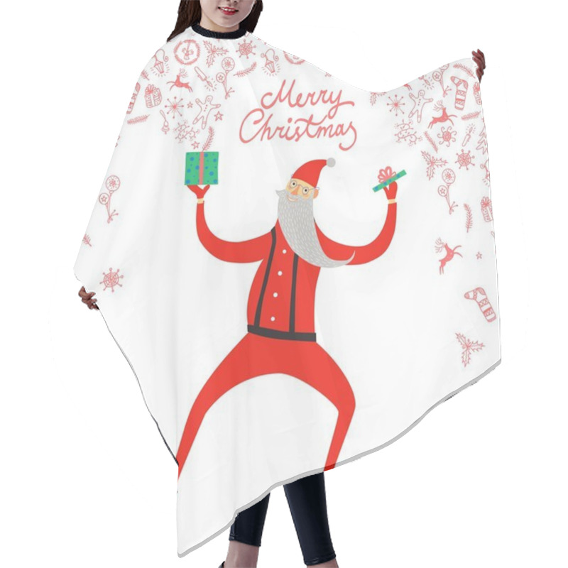 Personality  Dancing Santa Claus  Illustration Hair Cutting Cape