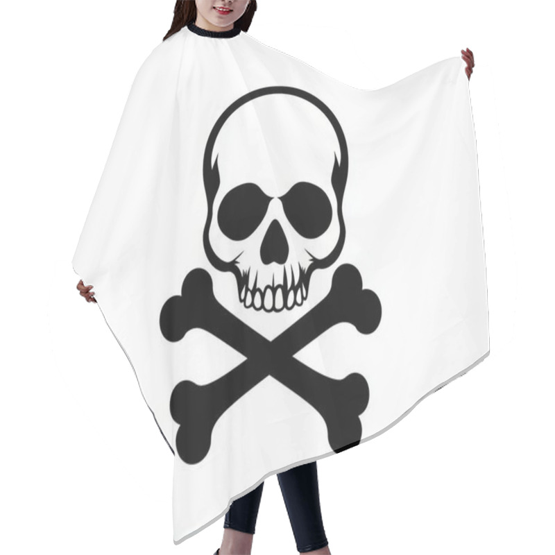 Personality  A Striking Black Skull And Crossbones Design On A White Background, Perfect For Conveying Danger Or Rebellion. Hair Cutting Cape