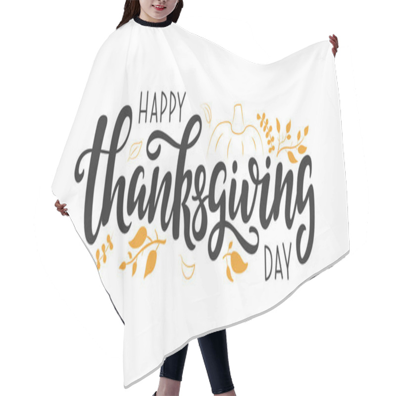 Personality  Handwritten Greeting Card Template For Thanksgiving Day Isolated On White Background  Hair Cutting Cape