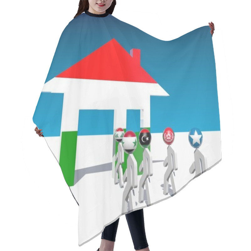 Personality  Refugees Go To Home Icon Textured By Hungary Flag Hair Cutting Cape