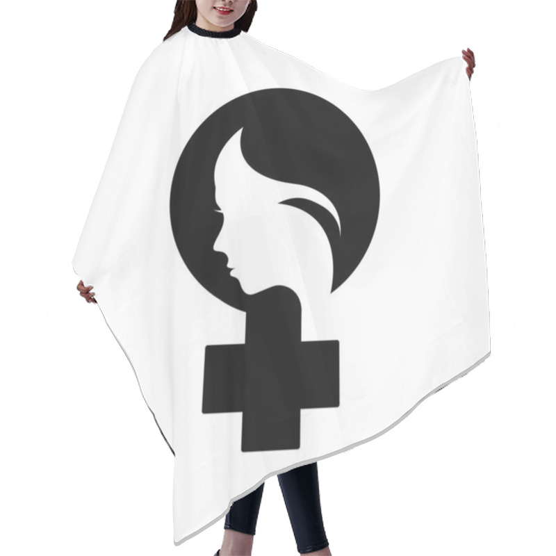 Personality  Feminist Icon. Symbol Of Feminist Movement. Female Symbol With Female Face. Protest And Revolution, Feminists Fight. Feminism Activists Symbol Of Strength, Equality And Riot, Woman Rights Union Hair Cutting Cape