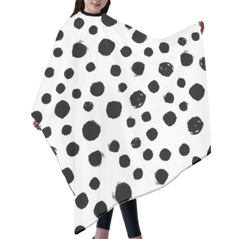 Personality  Random Seamless Pattern With Hand Drawn Black Dots Hair Cutting Cape