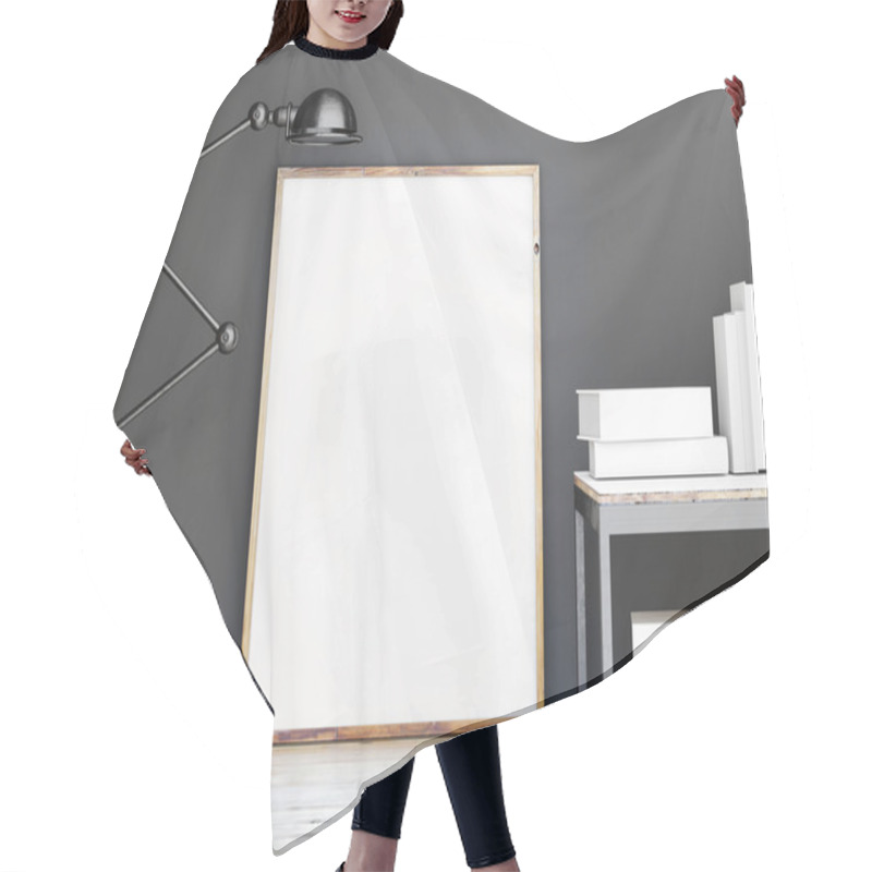 Personality  Mock Up Poster On Wooden Floor Hair Cutting Cape