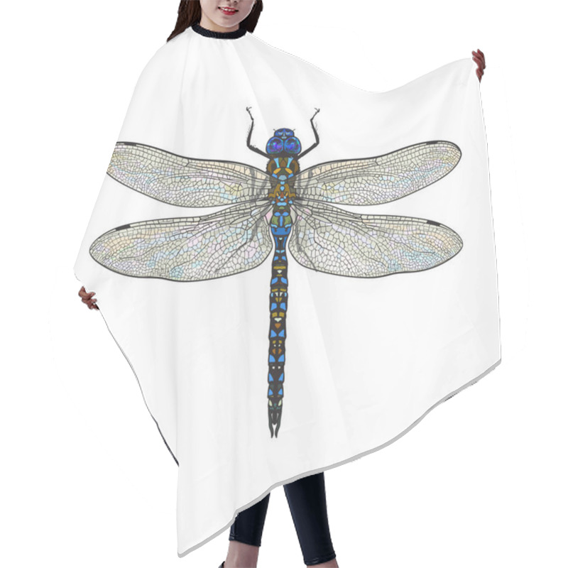 Personality  Top View Of Dragonfly With Transparent Wings, Isolated Sketch Illustration Hair Cutting Cape