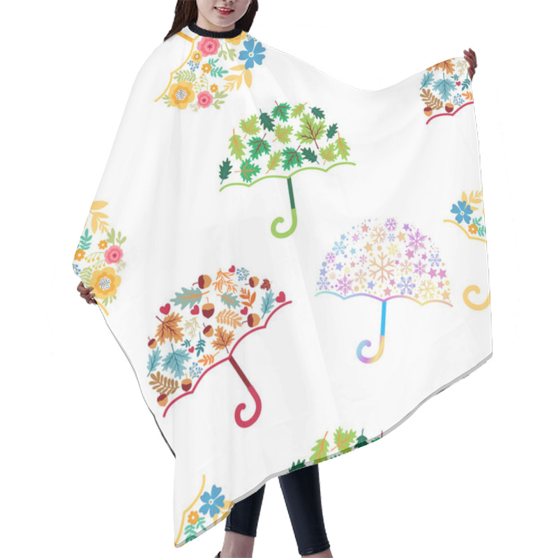 Personality  Umbrella Art, Vector Pattern Illustration. Hair Cutting Cape