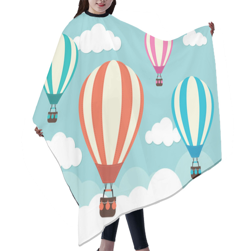 Personality  Hot Air Balloons And Clouds Hair Cutting Cape