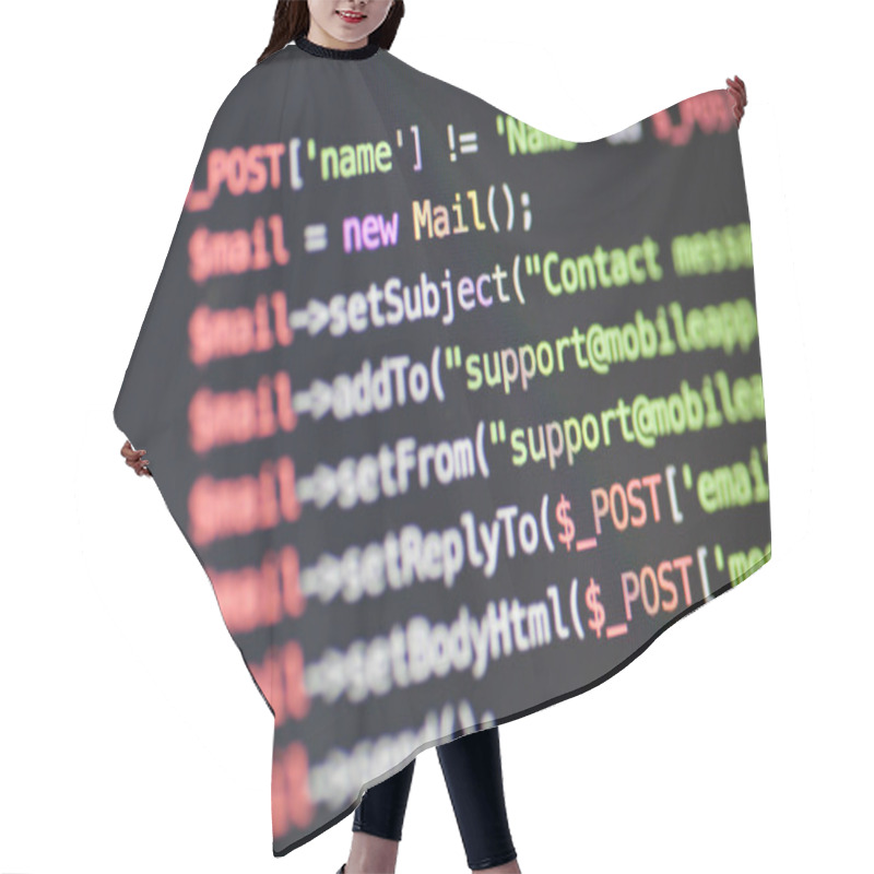 Personality  PHP Code Lines On A Monitor Hair Cutting Cape