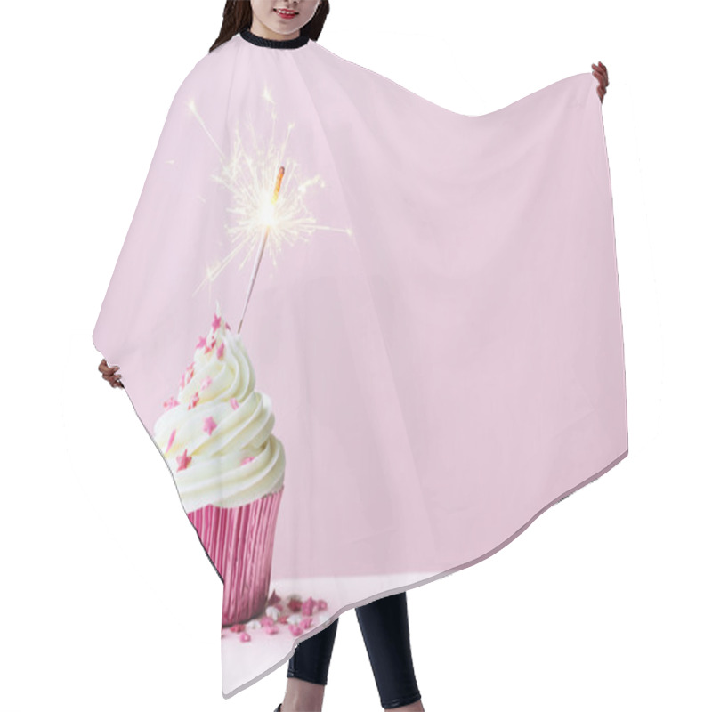 Personality  Celebration Cupcake With Sparkler Hair Cutting Cape