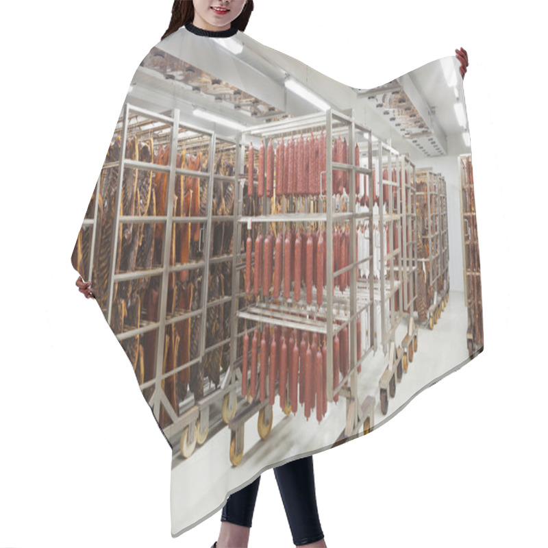 Personality  Fresh Traditional Sausages Ready For Drying Hair Cutting Cape