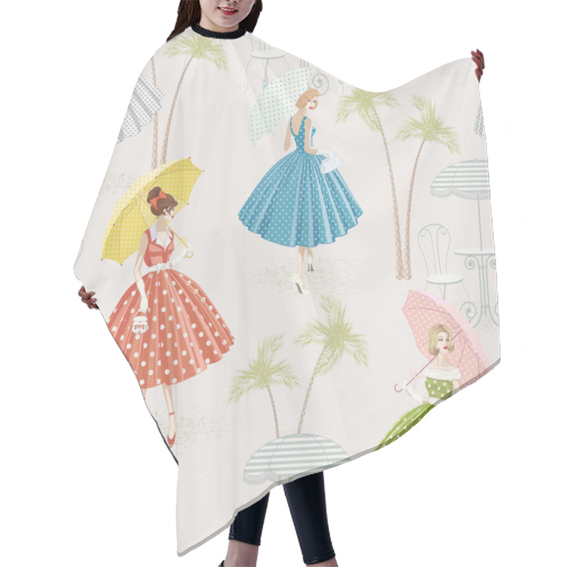 Personality  Background With Women Walking With Parasols Hair Cutting Cape