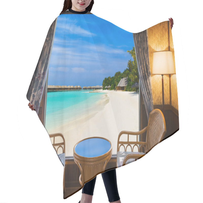 Personality  Hotel Room And Tropical Landscape Hair Cutting Cape