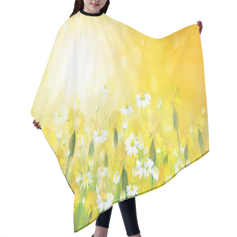 Personality  Spring Background With Yellow Chamomiles Hair Cutting Cape