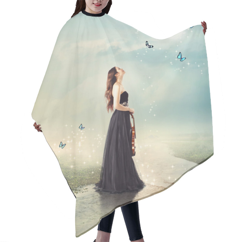 Personality  Violinist At A Brook Under The Moon Light Hair Cutting Cape