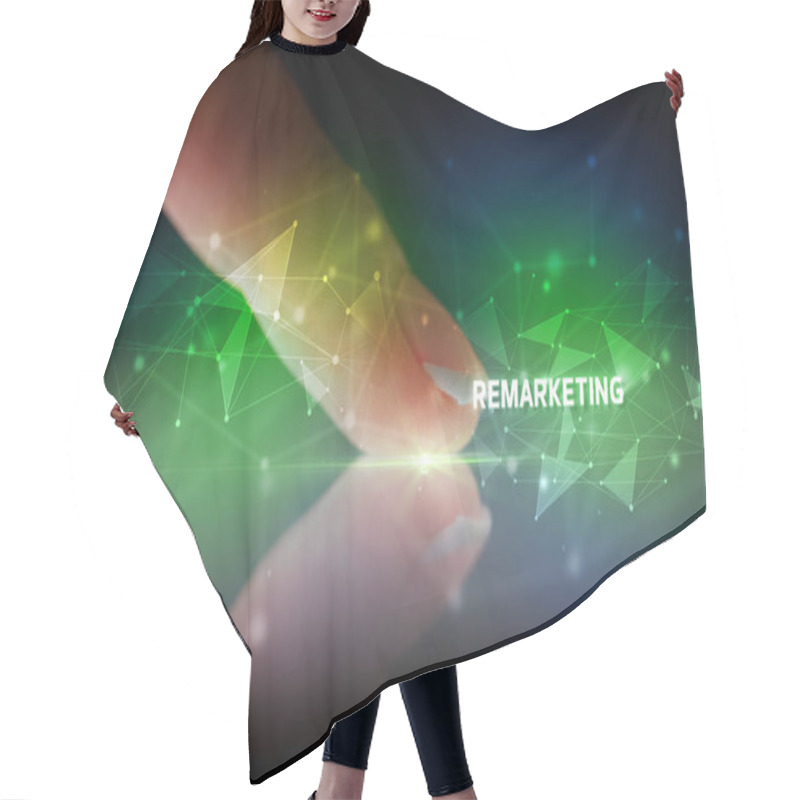 Personality  Finger Touching Tablet With Business Connection Concept Hair Cutting Cape