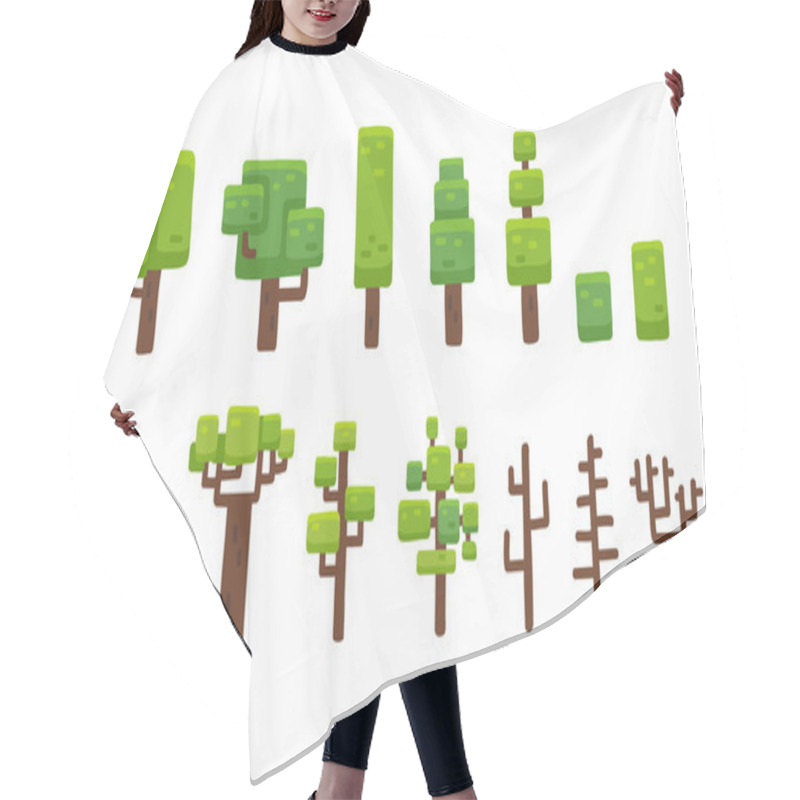 Personality  Stylized Hand Drawn Cartoon Trees Hair Cutting Cape