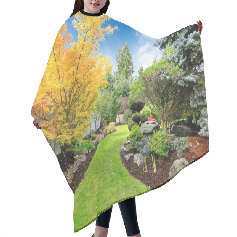 Personality  Backyard Landscape Design. Tropical Theme Hair Cutting Cape