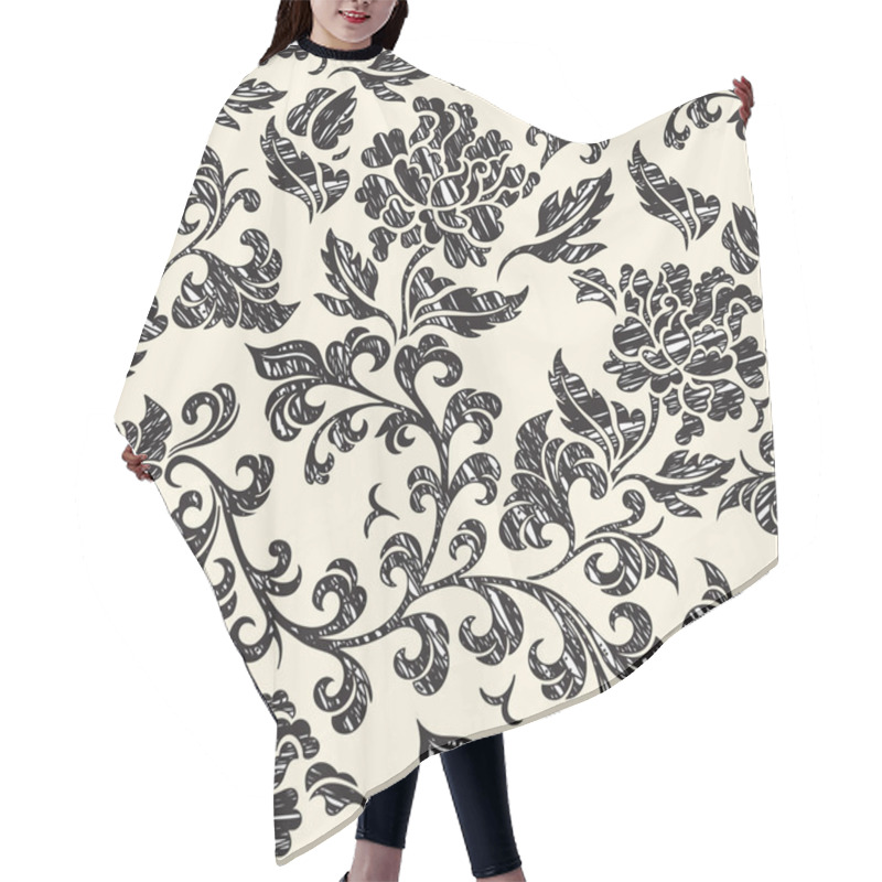 Personality  Elegance Seamless Pattern With Cornflowers Flowers Hair Cutting Cape