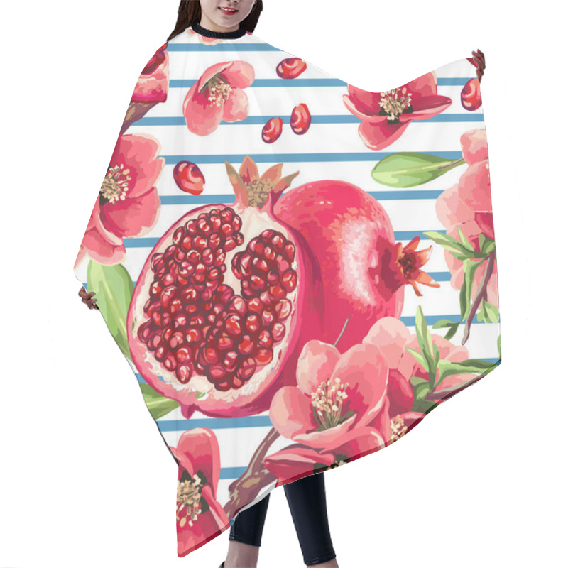 Personality  Pomegranate Fruit And Flowers. Hair Cutting Cape