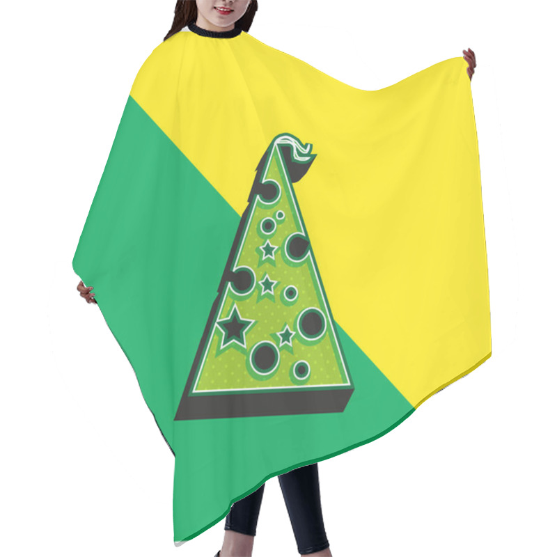 Personality  Birthday Hat With Dots And Stars Green And Yellow Modern 3d Vector Icon Logo Hair Cutting Cape