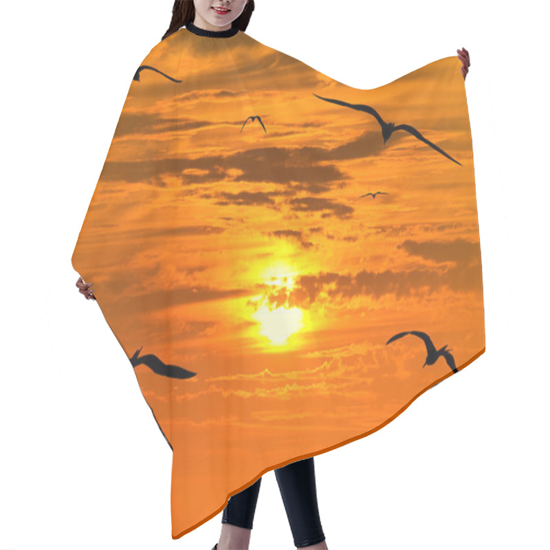 Personality  Sunset Birds Flying Hair Cutting Cape