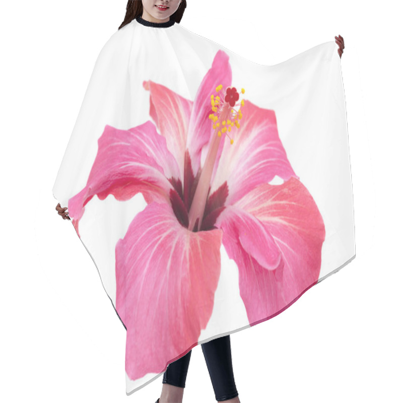 Personality  Pink Hibiscus Flower Isolated Hair Cutting Cape