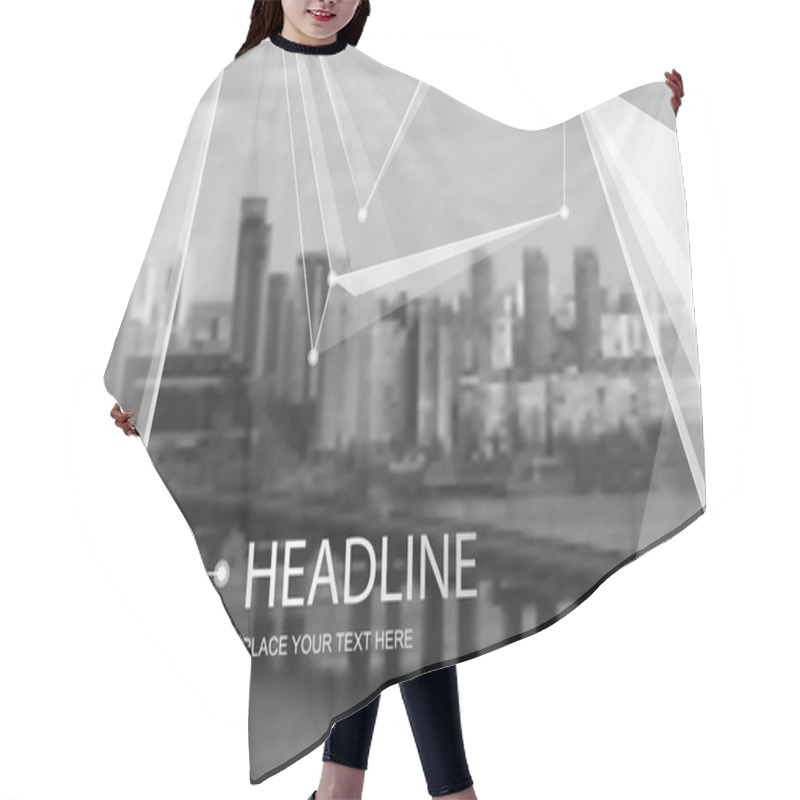 Personality  Modern Abstract Composition In Minimalistic Fashion Art. Fancy Font Design For Banner, Cover, Flyer, Ad Text Fiber, Frame, Website Or Internet Web Page. City River Bridge Icon With Dots, Lines Figure Hair Cutting Cape