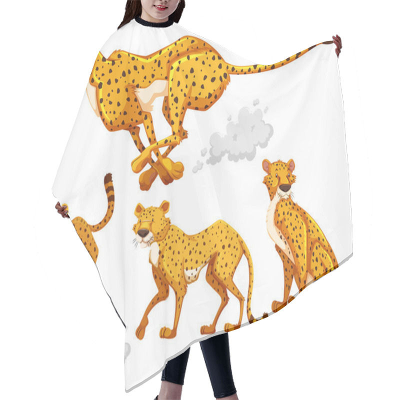 Personality  Cheetah In Four Different Actions Hair Cutting Cape