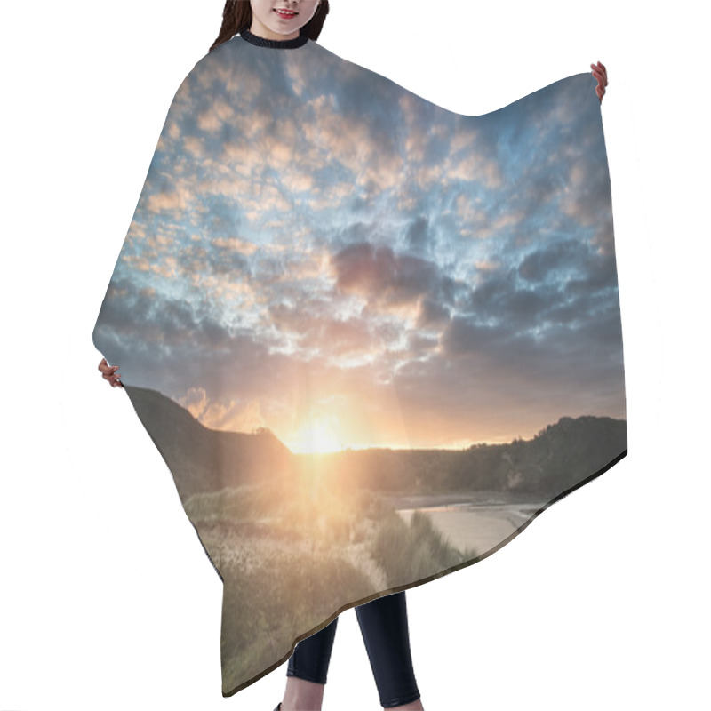 Personality  Beautiful Summer Sunrise Landscape Over Yellow Sandy Beach Hair Cutting Cape