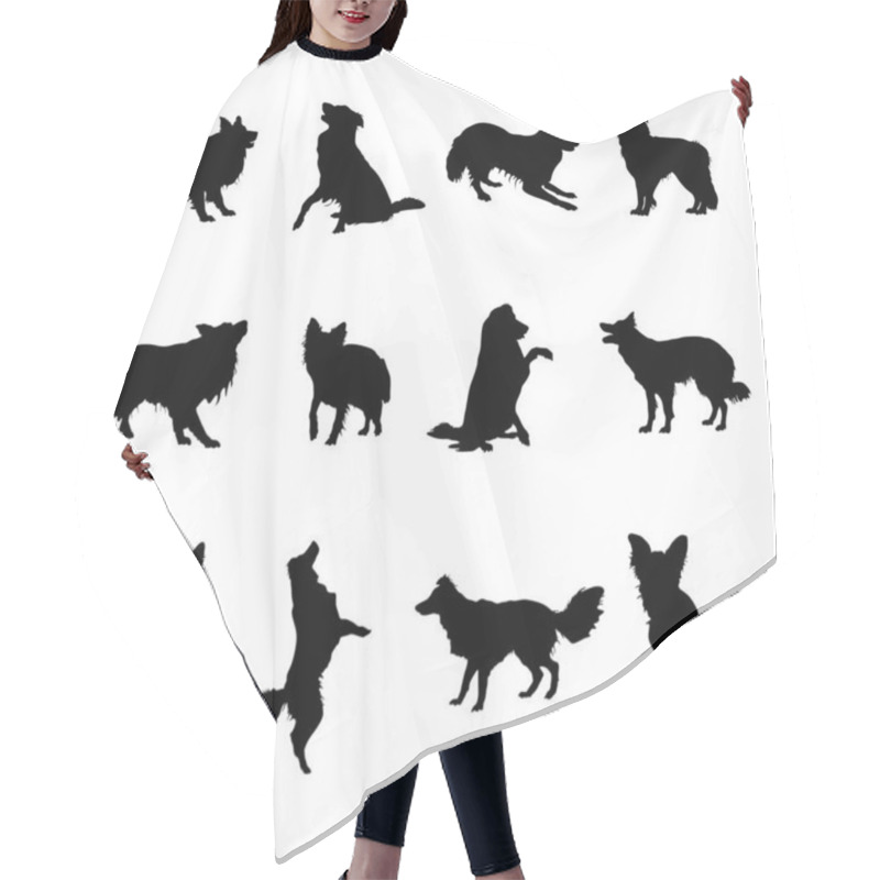 Personality  Border Collie Dog Silhouettes, Border Collie Silhouette Collection Hair Cutting Cape