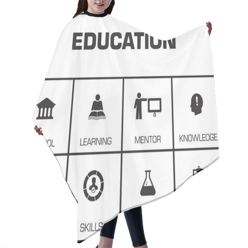 Personality  Education. Chart With Keywords Hair Cutting Cape